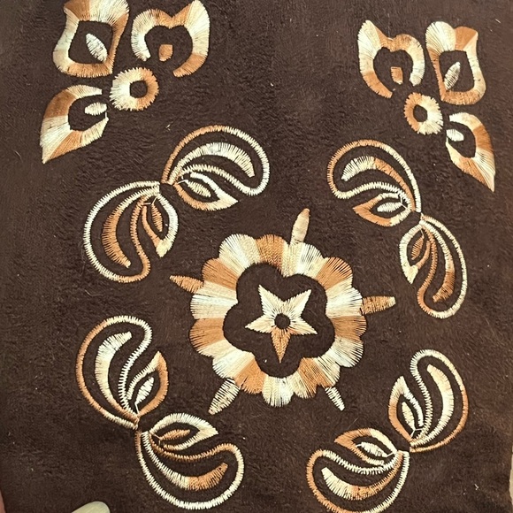 Vintage Ellemeno size 8 brown suede dress boots. Early 1990’s. Embroidered. EUC. - Picture 2 of 16